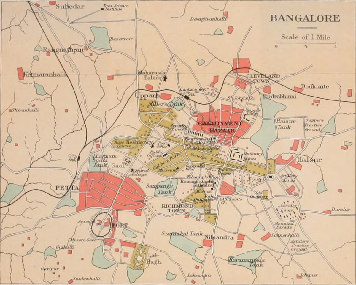 Bangalore antigo mapa
