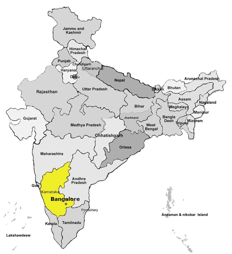 mapa de Bangalore, índia