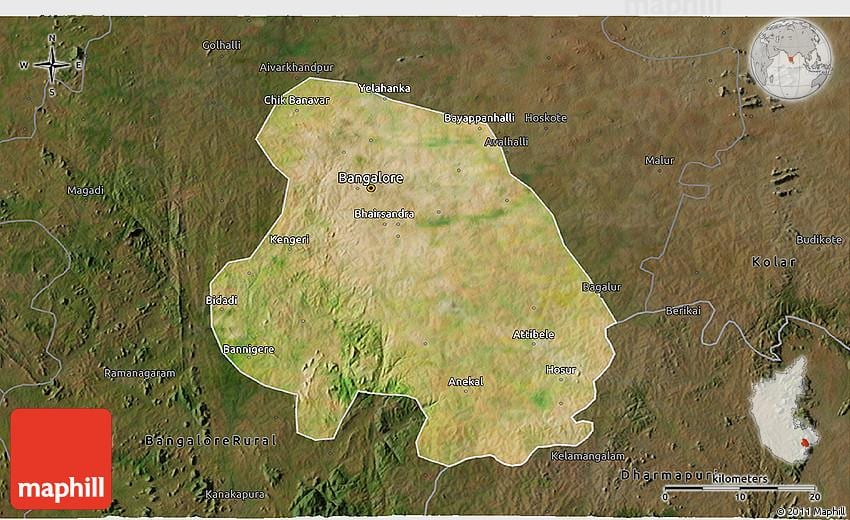 de satélite, mapa de Bangalore