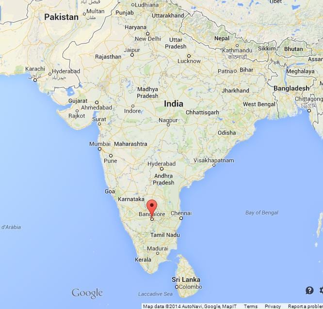 Bangalore, na índia mapa