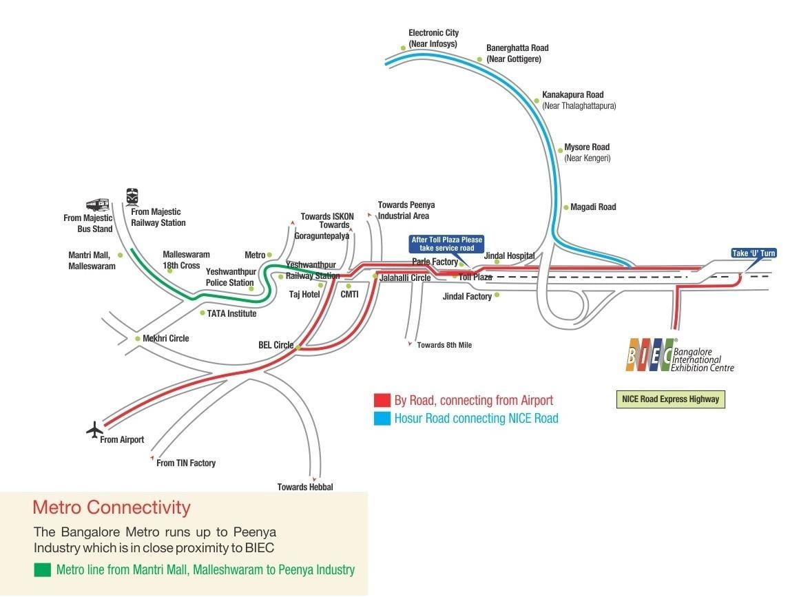 mapa de Bangalore Centro de Exposição Internacional