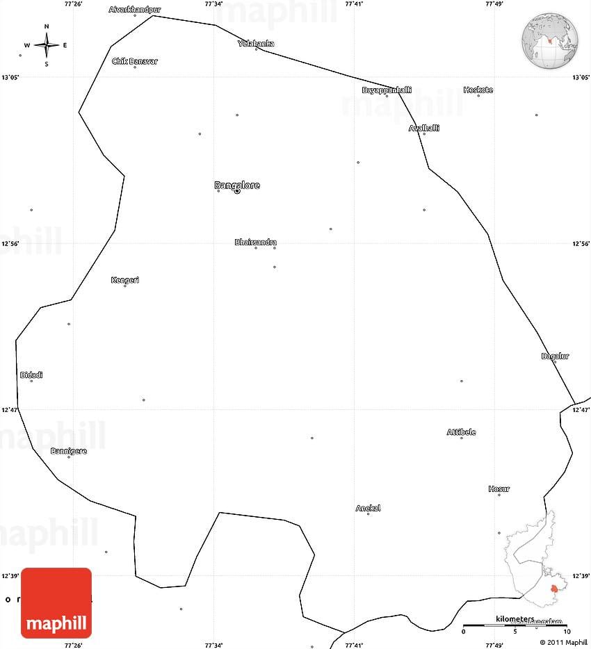 O mapa de Bangalore