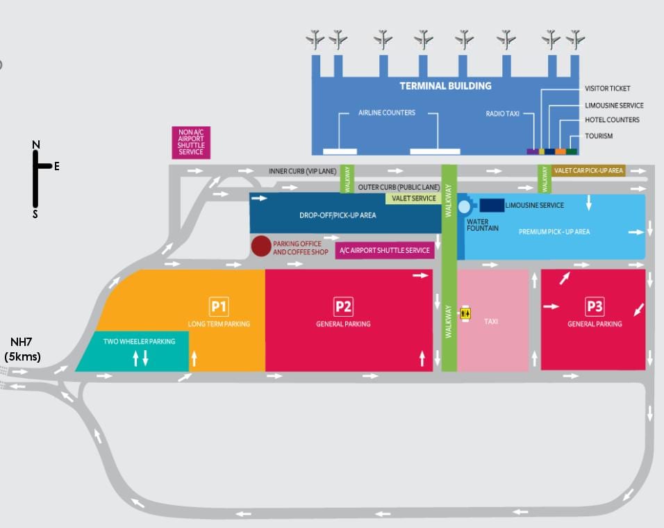 mapa do aeroporto de Bangalore